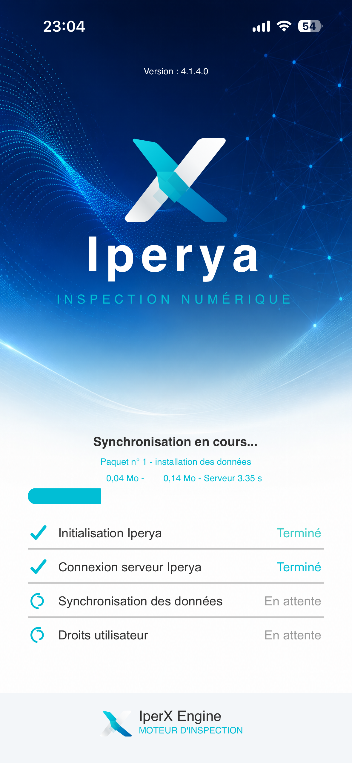 Écran de synchronisation Iperya Collect