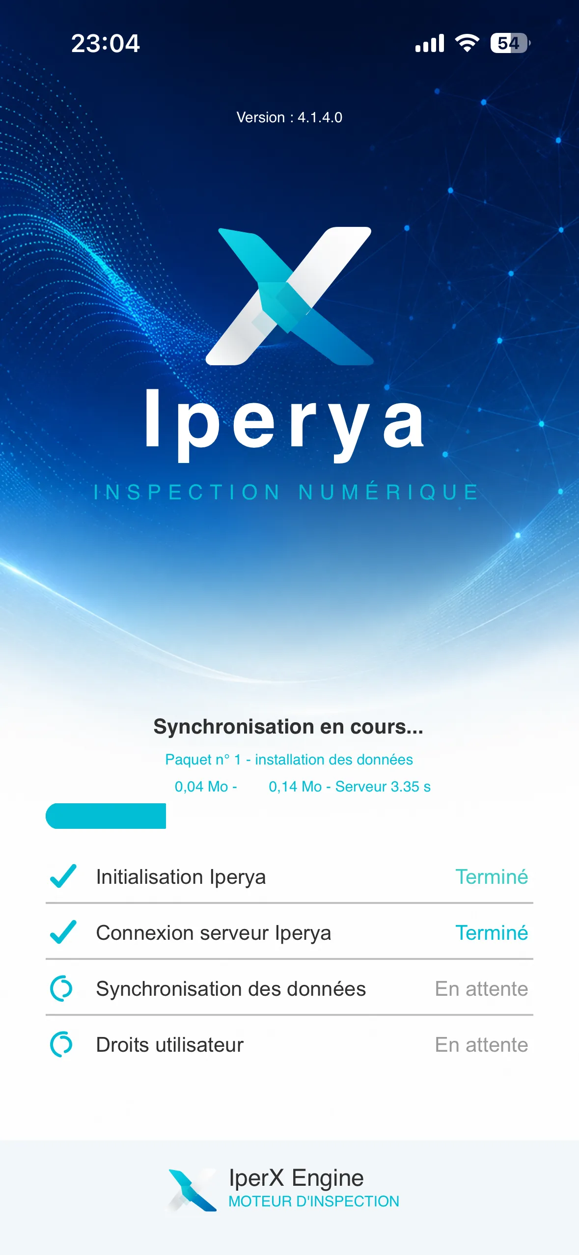 Écran réel de synchronisation des données dans Iperya Collect